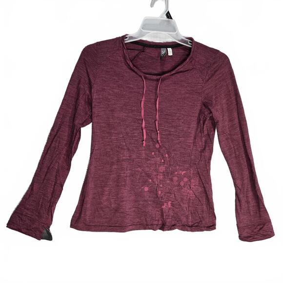 ibex Tops - Ibex Zque Merino Wool Women's M Long Sleeve Top Cuff Slits Drawstring Neckline